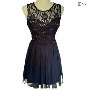 Speechless Blue Lace & Sequin Mini Dress